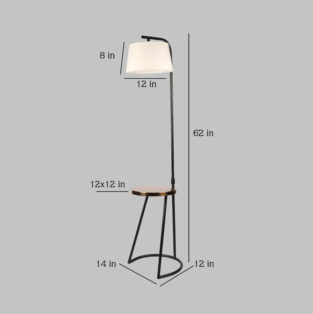 Lumo Luxe -Metallic Floor Lamp with Table