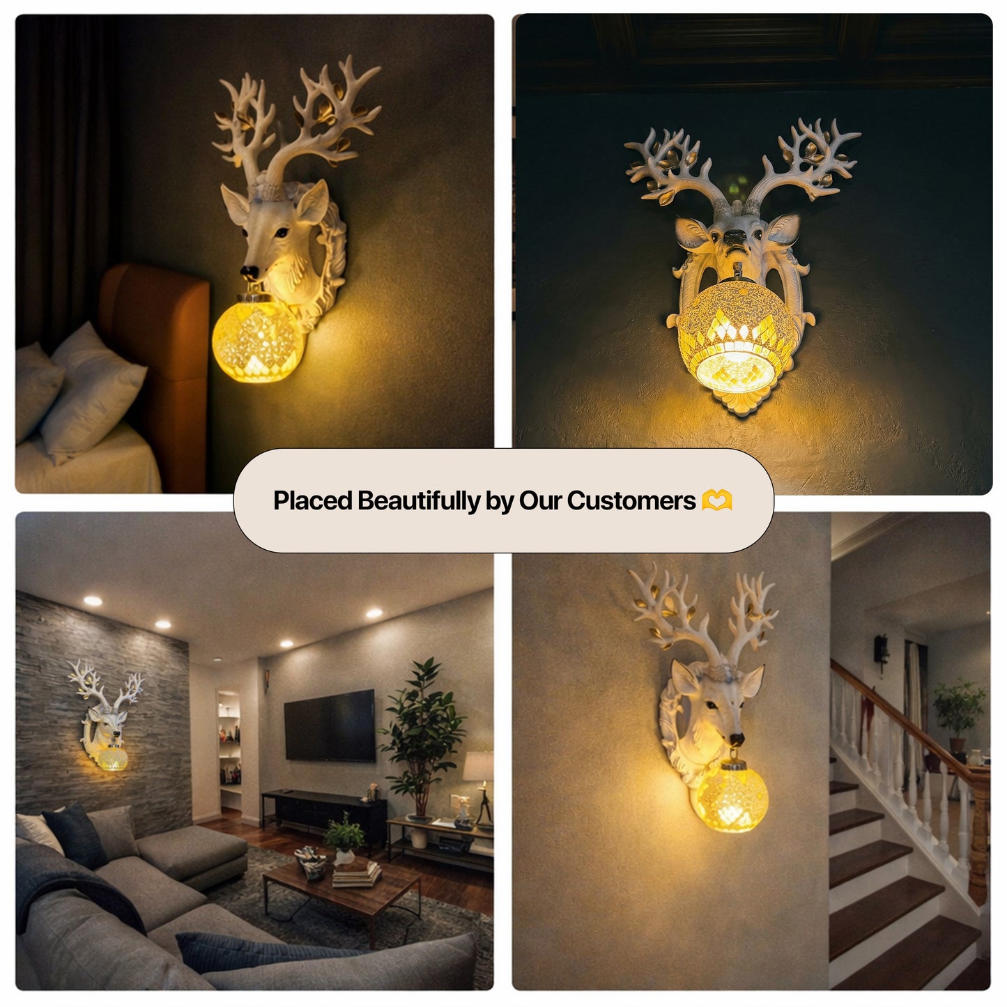 Large 2 ft Deer Wall Lamp – Premium Living Room Upgrade