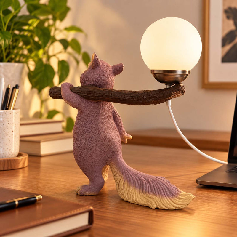 The Woodland Keeper — Squirrel Sculptural Table Lamp