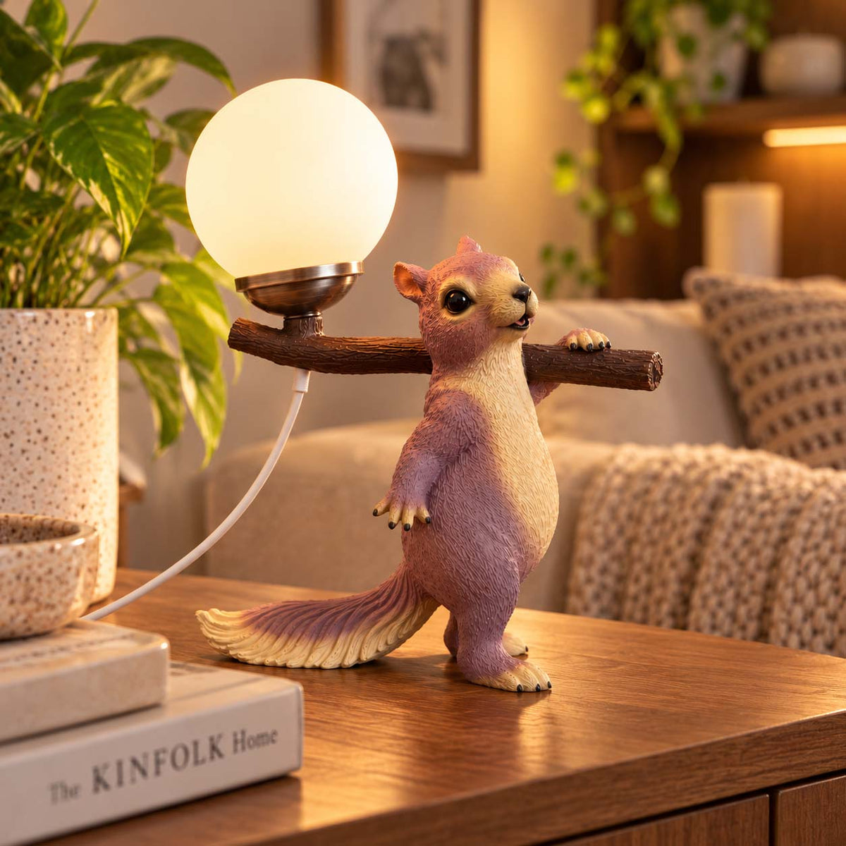 The Woodland Keeper — Squirrel Sculptural Table Lamp