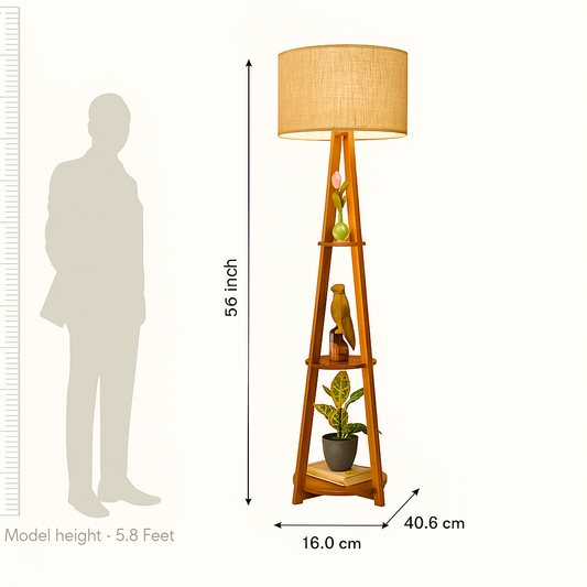 Classic Wooden Tower Floor Lamp