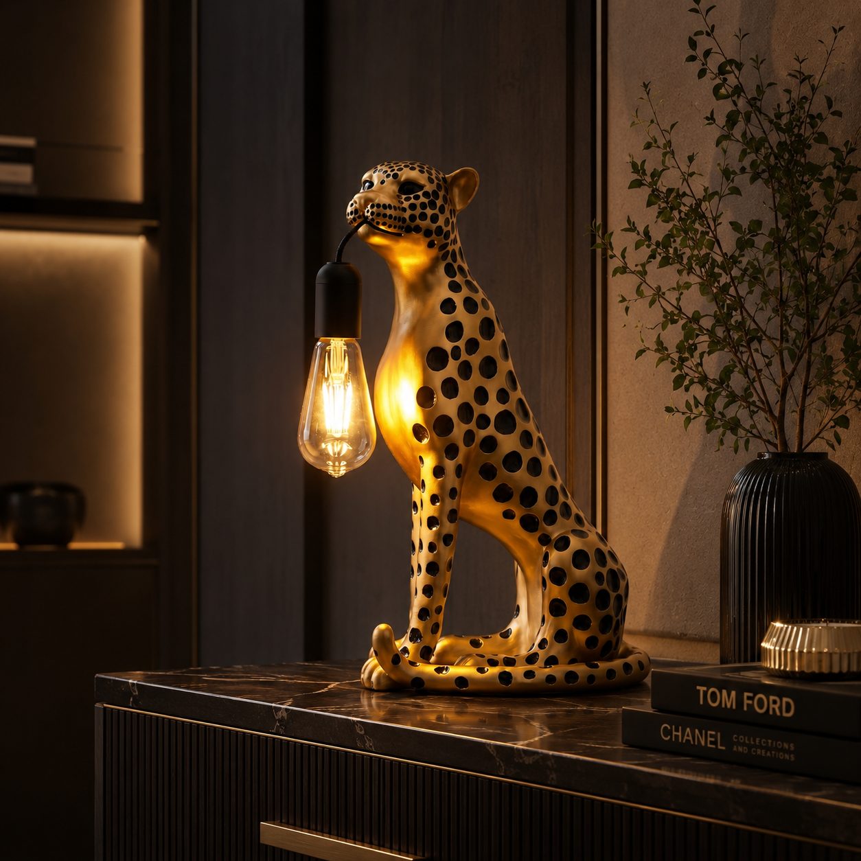 Midnight Cheetah Lamp