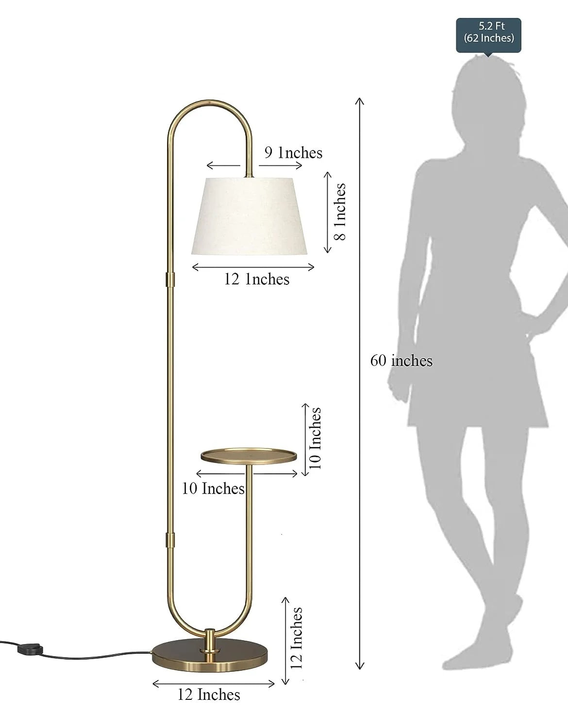 Royal Mirror Floor Lamp – Antique Gold Look