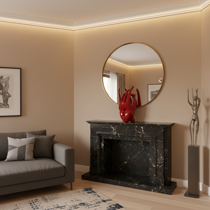 Regal Red Crowned Mudra Zen Face Sculpture