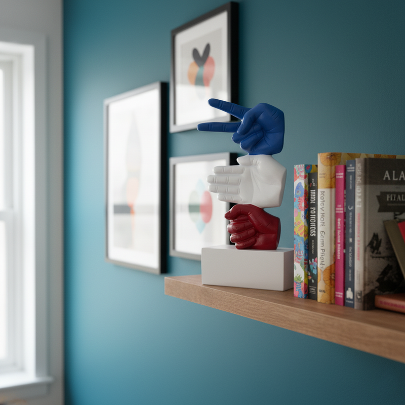 Stone,Paper,Scissor Colourfull Hand - Sculpture