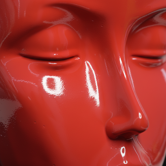 Regal Red Crowned Mudra Zen Face Sculpture (1.4 Ft Approx)