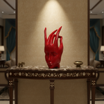 Regal Red Crowned Mudra Zen Face Sculpture (1.4 Ft Approx)