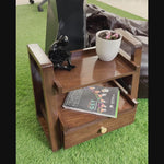 Multipurpose Woodhaven Duo Shelf – Handcrafted Solid Sagon Wood Storage with Walnut Finish