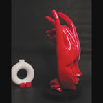 Regal Red Crowned Mudra Zen Face Sculpture (1.4 Ft Approx)