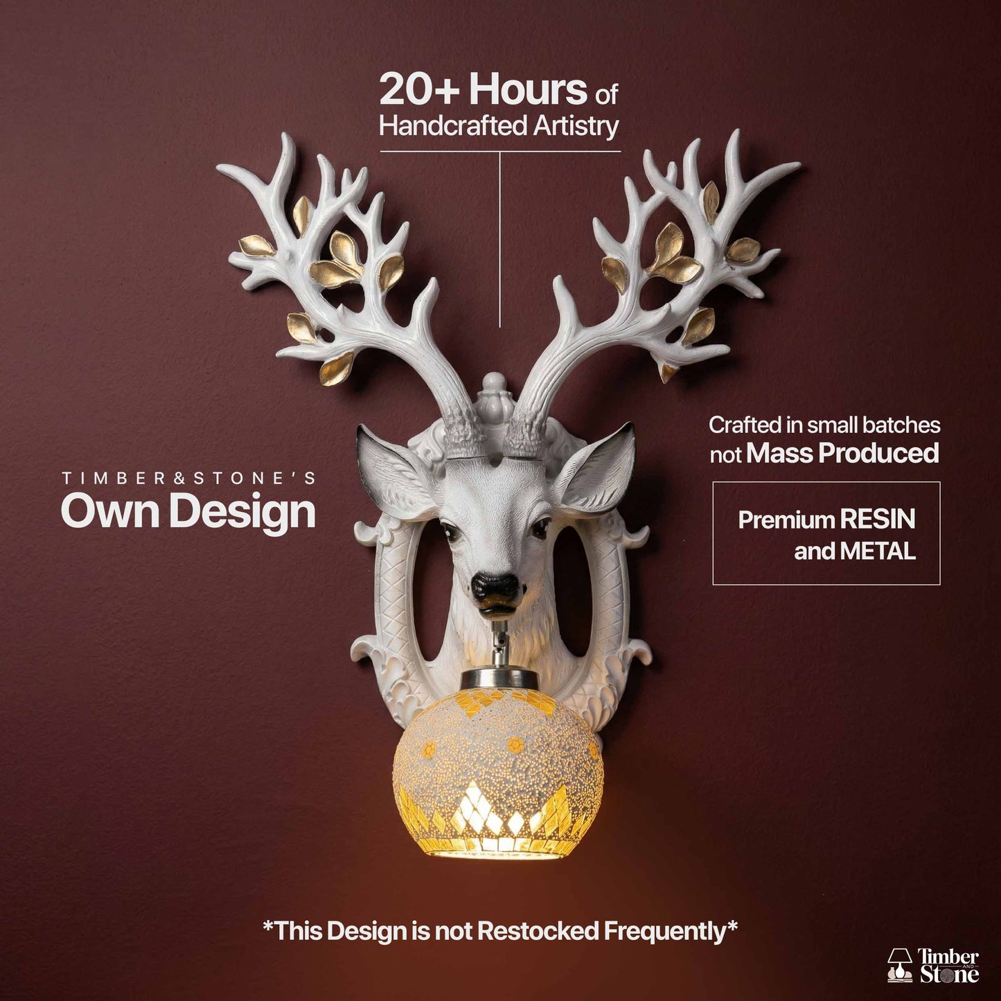 Large 2 ft Deer Wall Lamp – Premium Living Room Upgrade